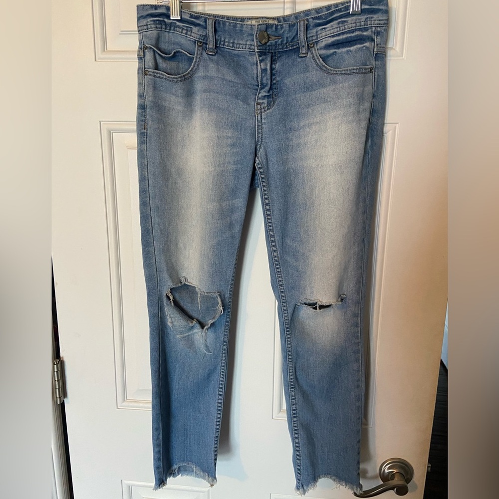 Free People Blue Skinny Distressed Jeans